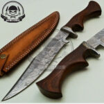 FANCY CUSTOM HANDMADE BOWIE KNIFE,HANDLE MATERIAL DAMASCUS GUARD,WOOD