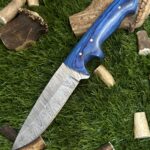 CUSTOM HANDMADE DAMASCUS STEEL HUNTING FIXED BLADE KNIFE WITH SHEATH