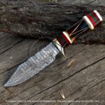 "Premium Damascus Bowie Knife – Hand-Forged, Razor Sharp, and Built for Hunting, Camping, and Survival. Features a Stunning Patterned Blade, Ergonomic Handle, and Durable Sheath for Ultimate Performance and Style."