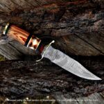 "Masterfully Crafted Large Damascus Bowie Knife – Premium Quality, Razor Sharp Edge, and Built for Hunting, Camping, and Survival. Stunning Blade Pattern, Ergonomic Handle, and Protective Sheath Included."